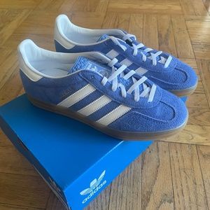 Blue adidas gazelles